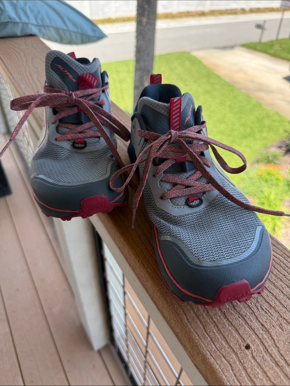 Altra Gray and Red Women's Trail Running Shoes - Picture 3 of 14